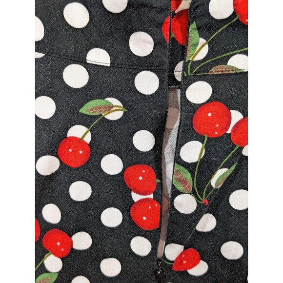 FANCYQUBE Polka Dot Cherry Print Skirt Zipper Detail Women's Feminime - Picture 13 of 16